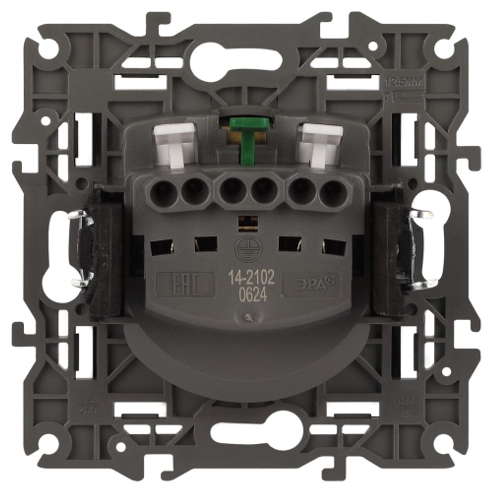 Розетка ЭРА Elegance 14-2102-05 с заземлением 2P+E Schuko со шторками 16A-250В IP20 антрацит