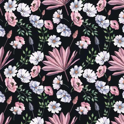 Цветочный узор на темном фоне