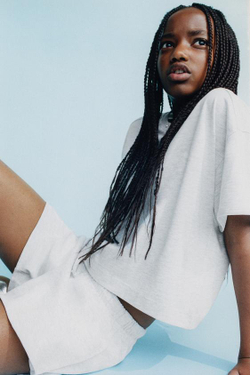 ZARA ОДНОТОННЫЕ ШОРТЫ ИЗ ПЛОТНОГО ДЖЕРСИ, СЕРЫЙ МЕЛАНЖ