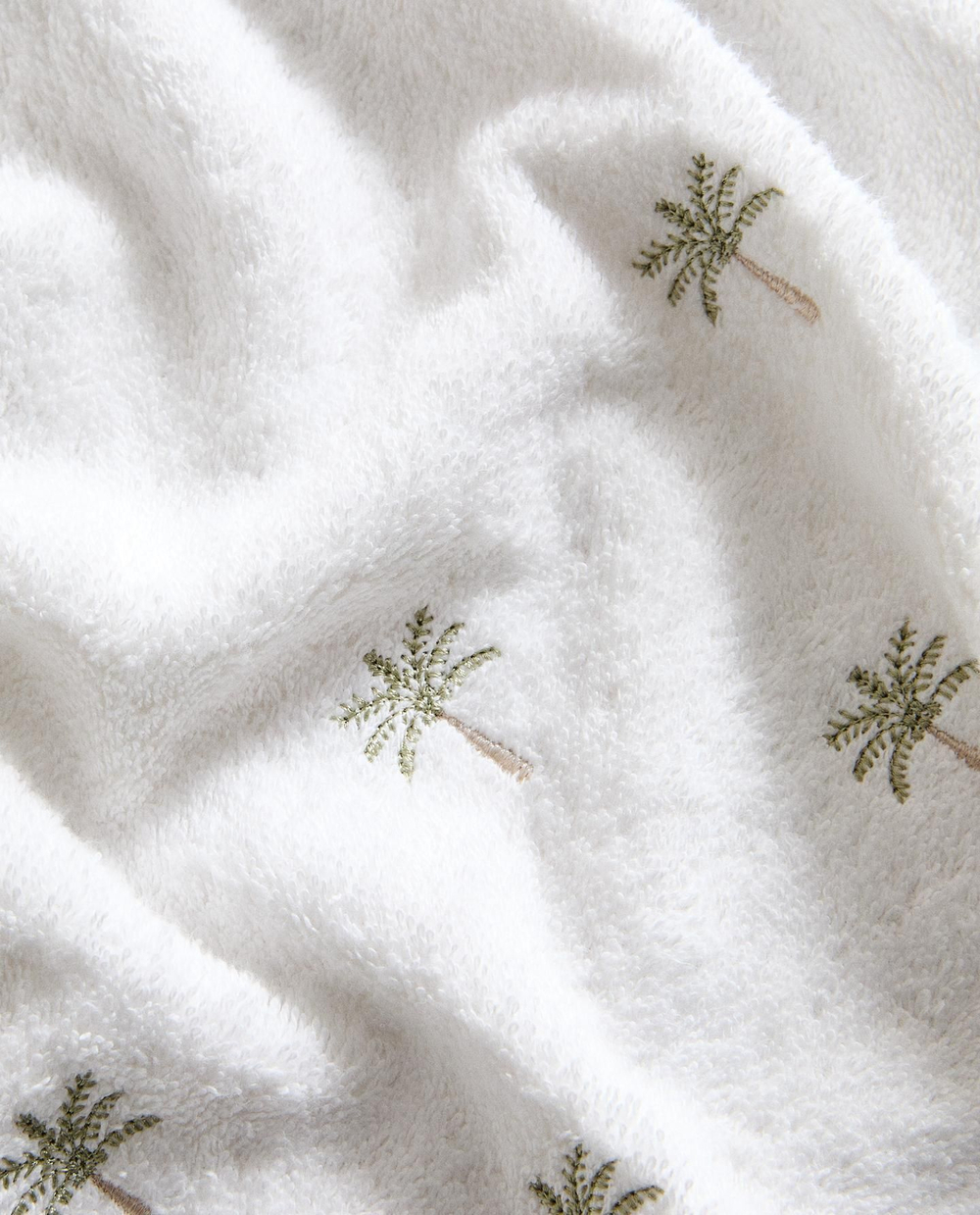 Zara Home - Банное полотенце с вышивкой пальмы, белый, 50х90 см