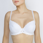 Кружевной пуш-ап бюстгальтер на каркасах с трехразрезной чашкой (Размер: 85B) (Цвет: белый)
