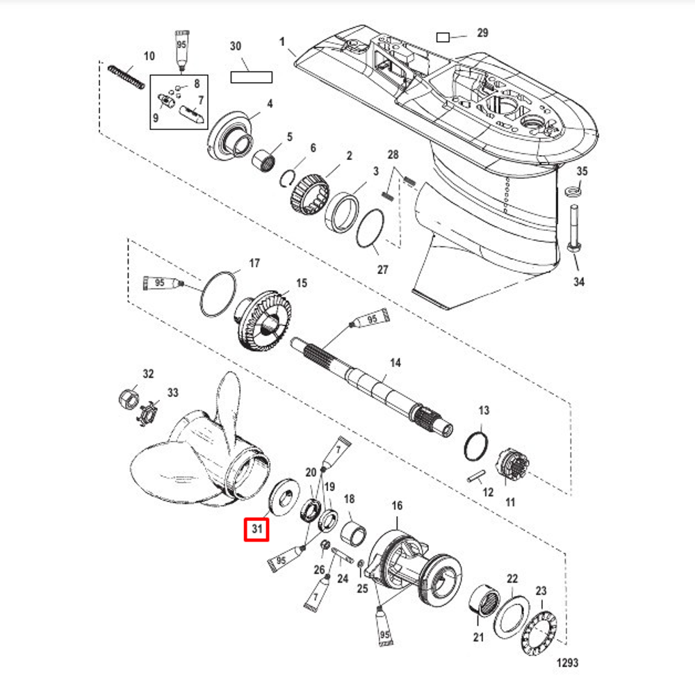 Шайба упорная гребного винта MERCURY 75-125 (13191Q01) (Quicksilver)