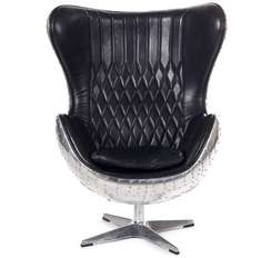 Кресло Egg Aviator, черная кожа
