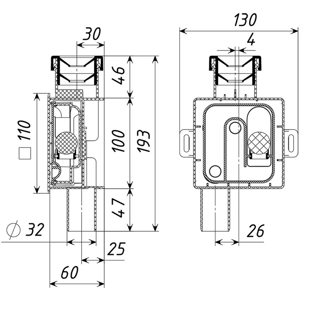 Сифон для кондиционеров встроенный  ТП-138 Татполимер