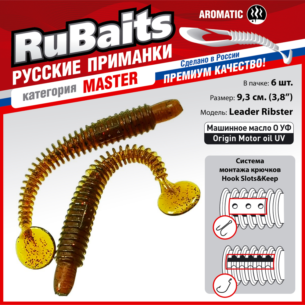 Рыболовные, силиконовые приманки виброхвост RuBaits Leader Ribster Набор для рыбалки на щуку, на судака, на окуня форель. На спиннинг, джиг, микроджиг