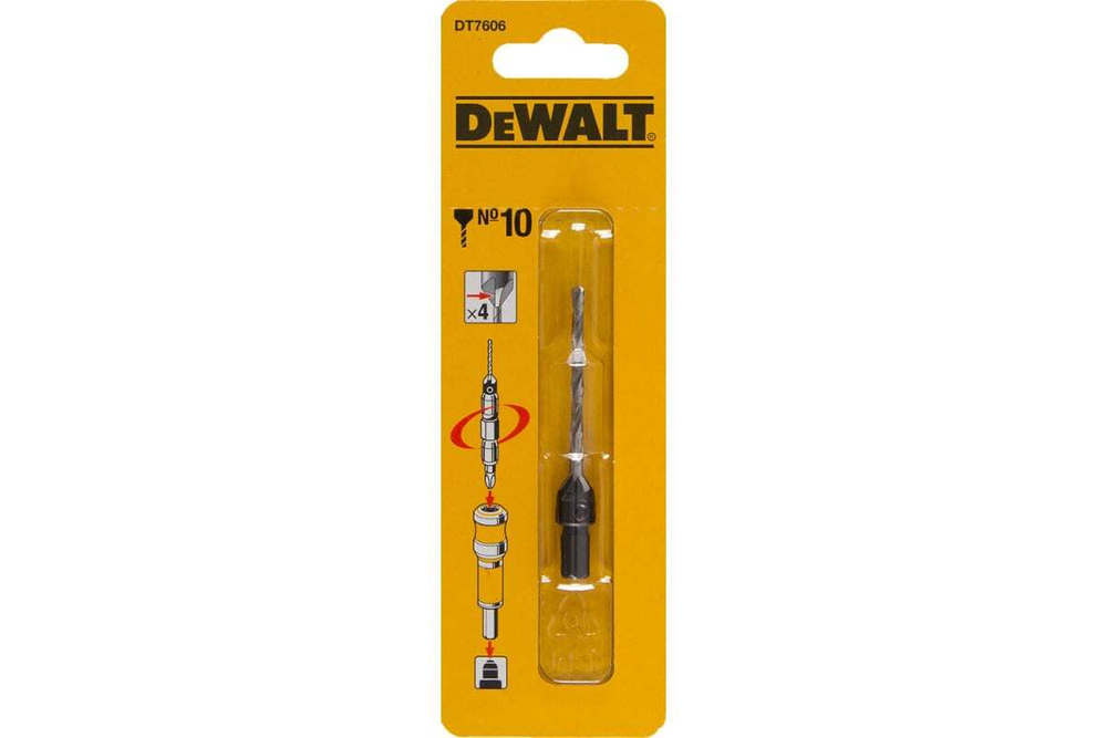 Сверло пилотное 3,17 мм с зенкером для шурупов 5 мм, размер №10 DEWALT DT 7606