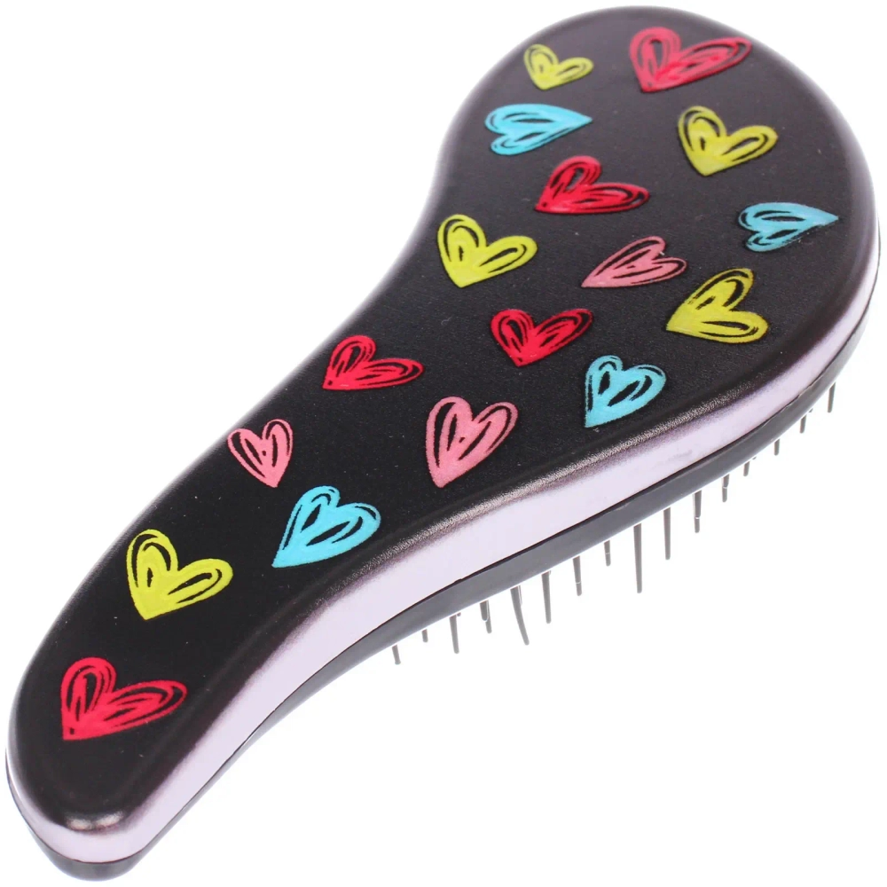 Расческа массажная компактная «АМОР», микс 4 дизайна, 18*7,5см (PVC коробка)