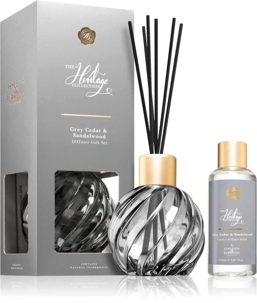 Ashleigh &amp; Burwood London Grey aroma diffuser + Grey Cedar &amp; Sandalwood refill for Aroma diffusers 150 мл The Heritage Collection Grey