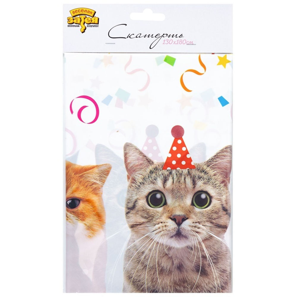 Скатерть полиэтиленовая «Котики» фотографичные, 130×180 см