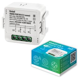 UCH-A301 1C-WF WHITE Умное реле Wi-Fi. 1 канал. 100-240В. 16А. 3500Вт. 300Вт для светодиодов. Встраиваемое. Голосовое управление+приложение UnielSmart. TM Uniel