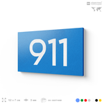Номер на дверь 911, табличка на дверь для офиса, квартиры, кабинета, аудитории, склада, голубая 120х70 мм, Айдентика Технолоджи