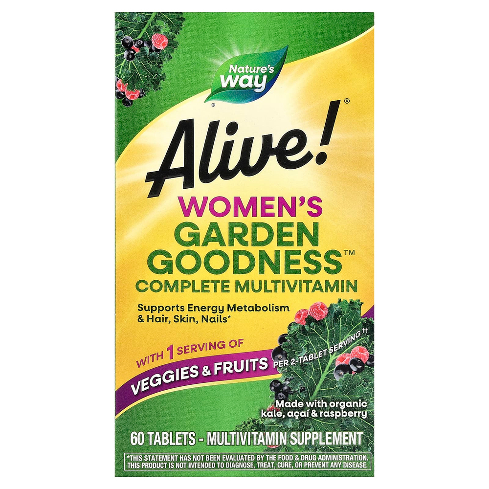 Nature's Way, комплекс мультивитаминов для женщин от Alive!® Garden Goodness™, 60 таблеток
