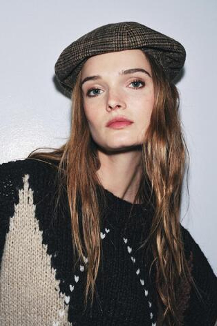 ZARA БЕРЕТ В КЛЕТКУ, РЫЖЕВАТО-КОРИЧНЕВЫЙ