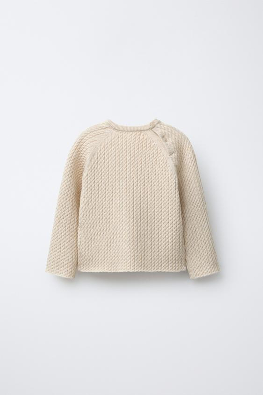 ZARA ВЯЗАНЫЙ ДЖЕМПЕР С УЗОРОМ «КОСЫ», ПЕСОЧНЫЙ МЕЛАНЖ