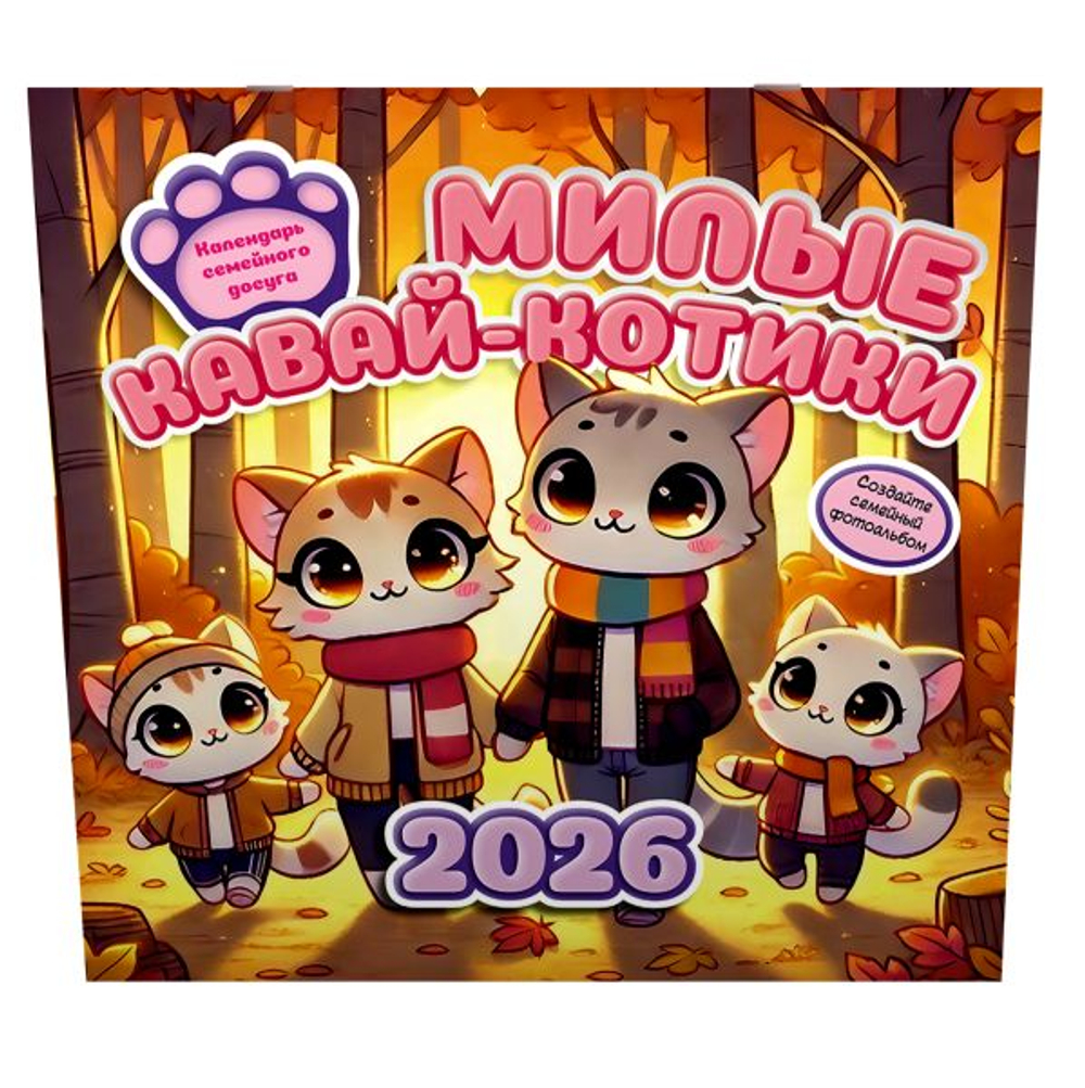 Милые кавай-котики. Календарь семейного досуга 2026