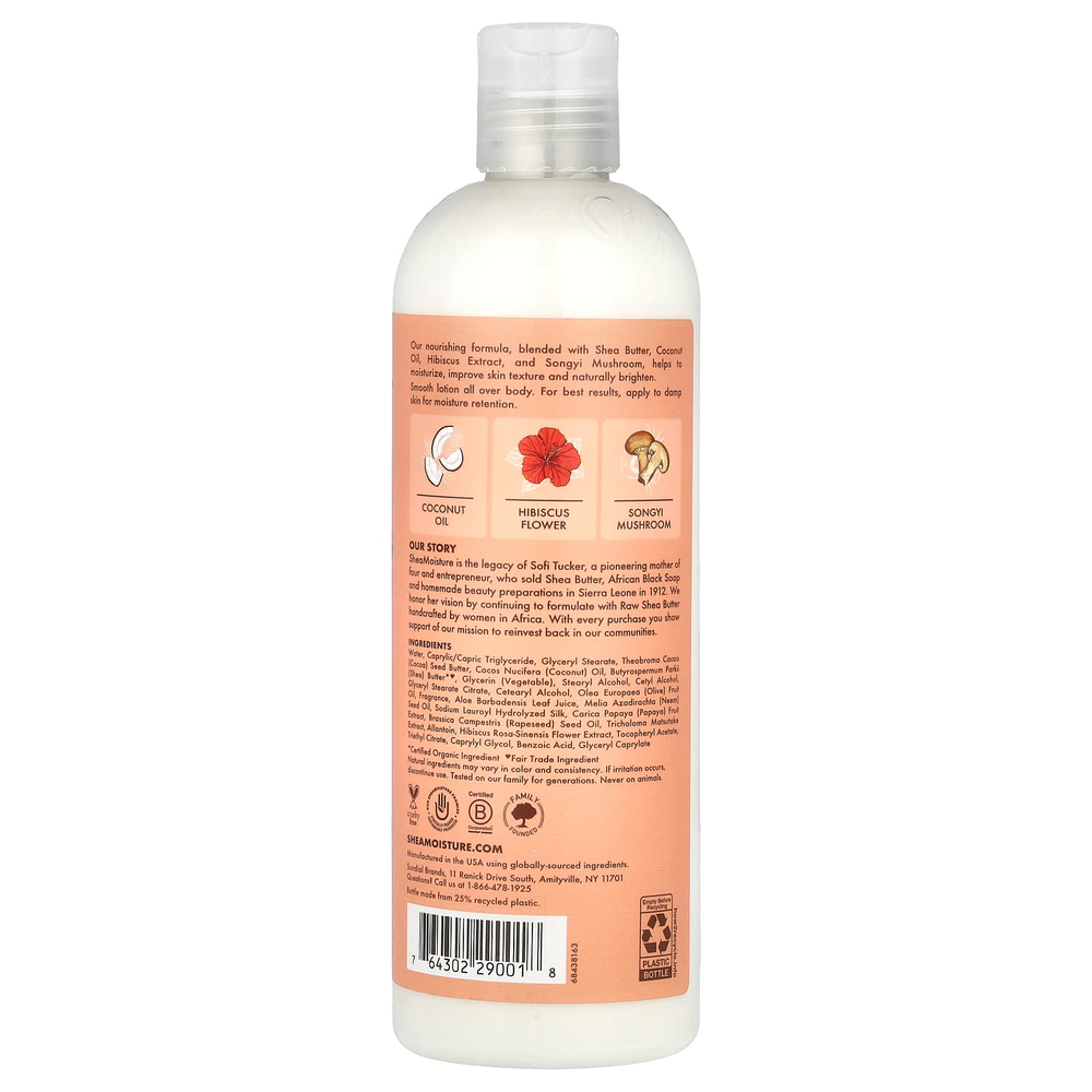 SheaMoisture, Осветляющий лосьон для тела с грибами сонги, кокосом и гибискусом, 384 мл (13 жидк. унц.)