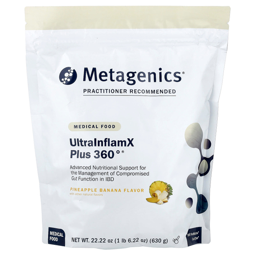 Metagenics, UltraInflamX Plus 360°, лечебное питание, ананас и банан, 630 г (22,22 унции)