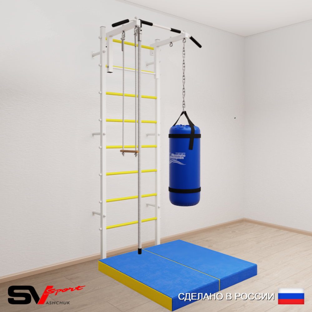 Шведская стенка Sv Sport 5156 (Турник стандарт/Канат/Трапеция/Цепь/Мешок 22кг/Мат 1м)