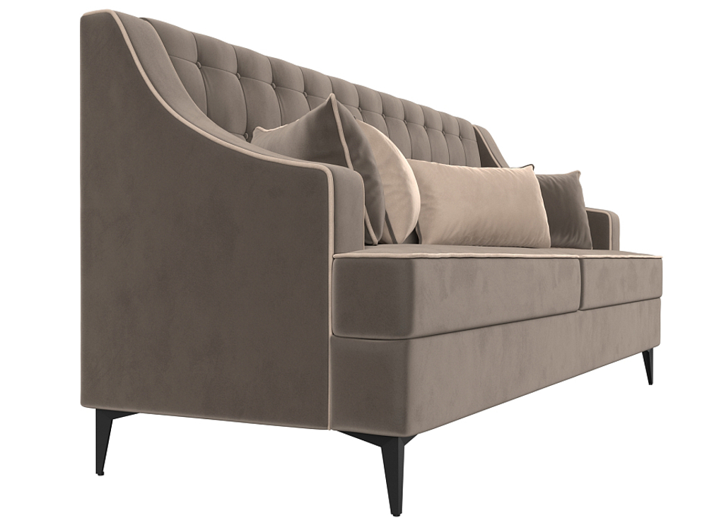 Диван кухонный прямой Марк, Коричневый\Бежевый, Велюр, 111898