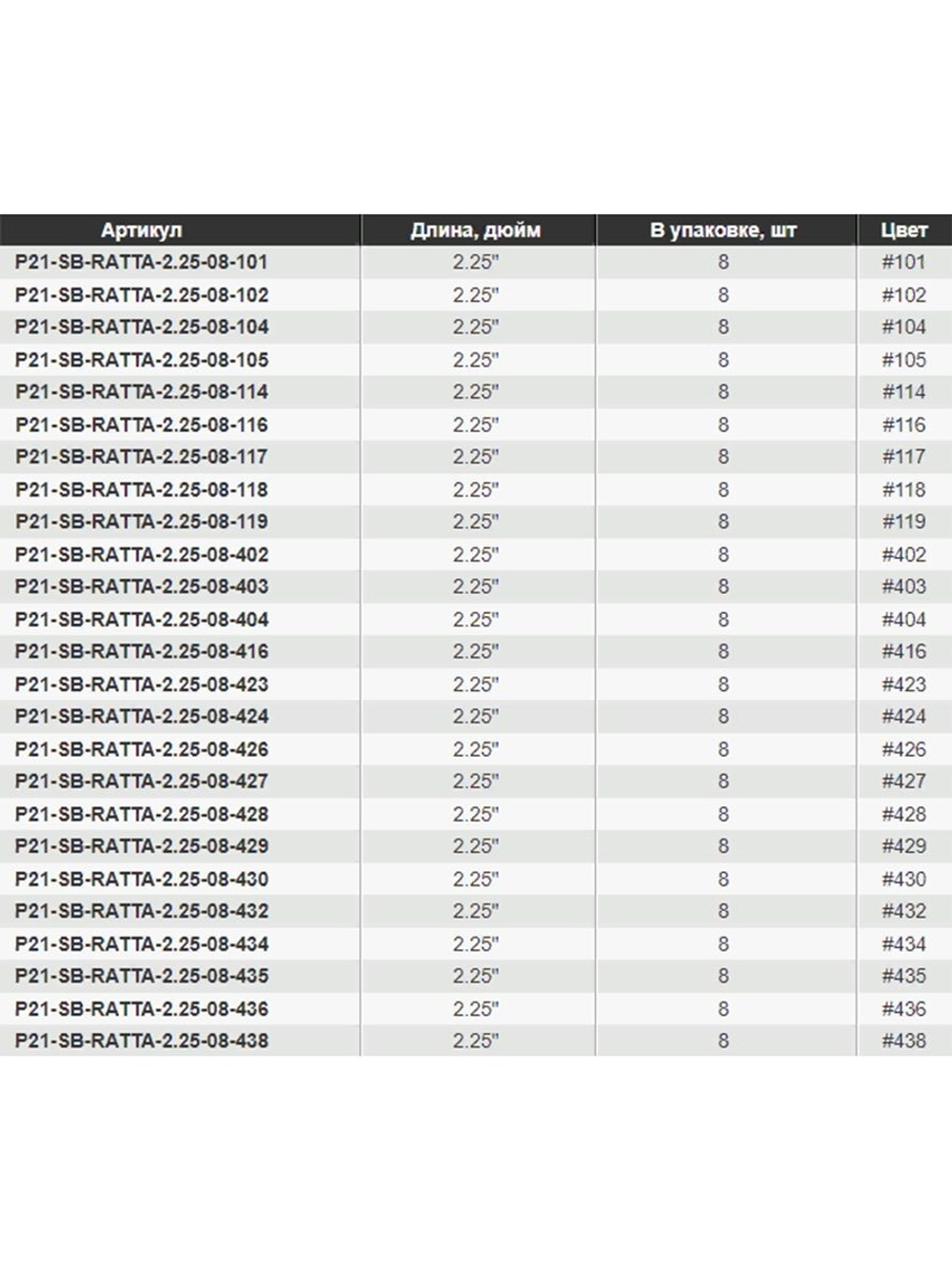 Виброхвост Ratta,2.25'',57,2мм,2гр,цвет 102,8 шт/уп.