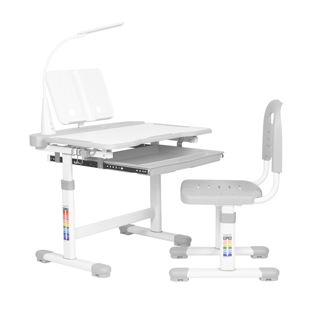 Комплект растущей детской мебели Anatomica Vitera парта + стул + выдвижной ящик + подставка + светильник