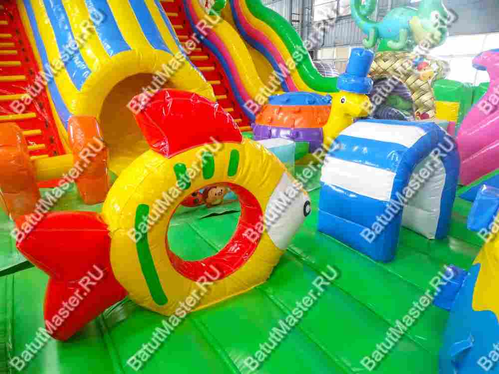 Надувной батут "Хамелеон и динозавры" 17*9*9 м, 2 модуля