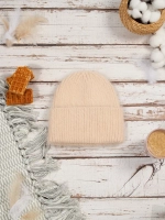 шапка вязаная бини ангора теплая демисезонная с отворотом