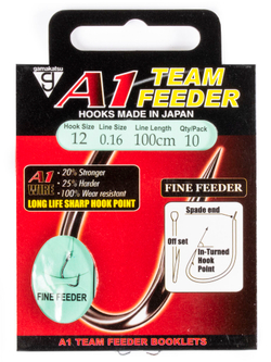 Крючки с поводком Gamakatsu Booklet A1 FINE FEEDER разм. 12-0.16мм 100см 10шт.