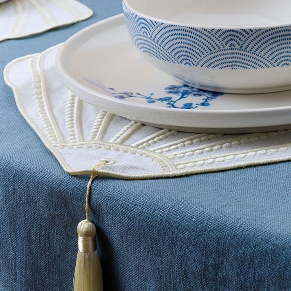 Тарелка «Ориенталь» мелкая;фарфор;D=27см;белый,синий (Цвет: белый)