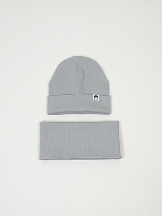 Комплект трикотажный шапка и снуд "Серый"