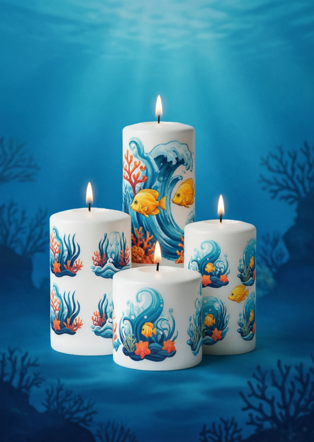 Трансфер переводной - декаль для свечей и гипса морская тематика 001 А5