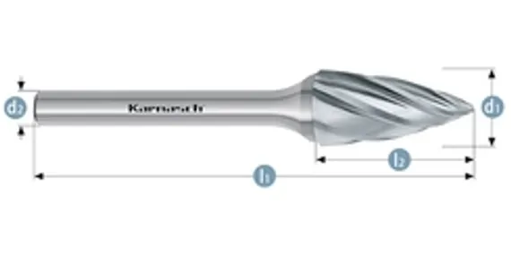 Борфреза твердосплавная LENZ форма B (цилиндр с торцовыми зубьями), 3х14х3х38 мм, насечка №7, без покрытия, арт. LZBB 015 N7