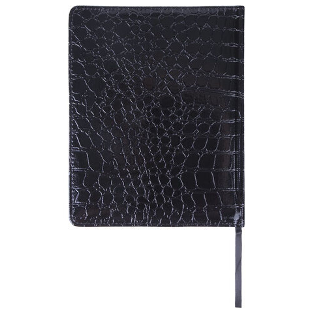Дневник 1-11 класс 48 л., обложка кожзам (твердая), нашивка, BRAUBERG "CROCODILE", черный, 105481