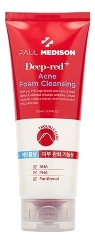 PAUL MEDISON Очищающая пенка для лица с кислотами  - Deep-Red Acne Foam Cleansing, 155мл