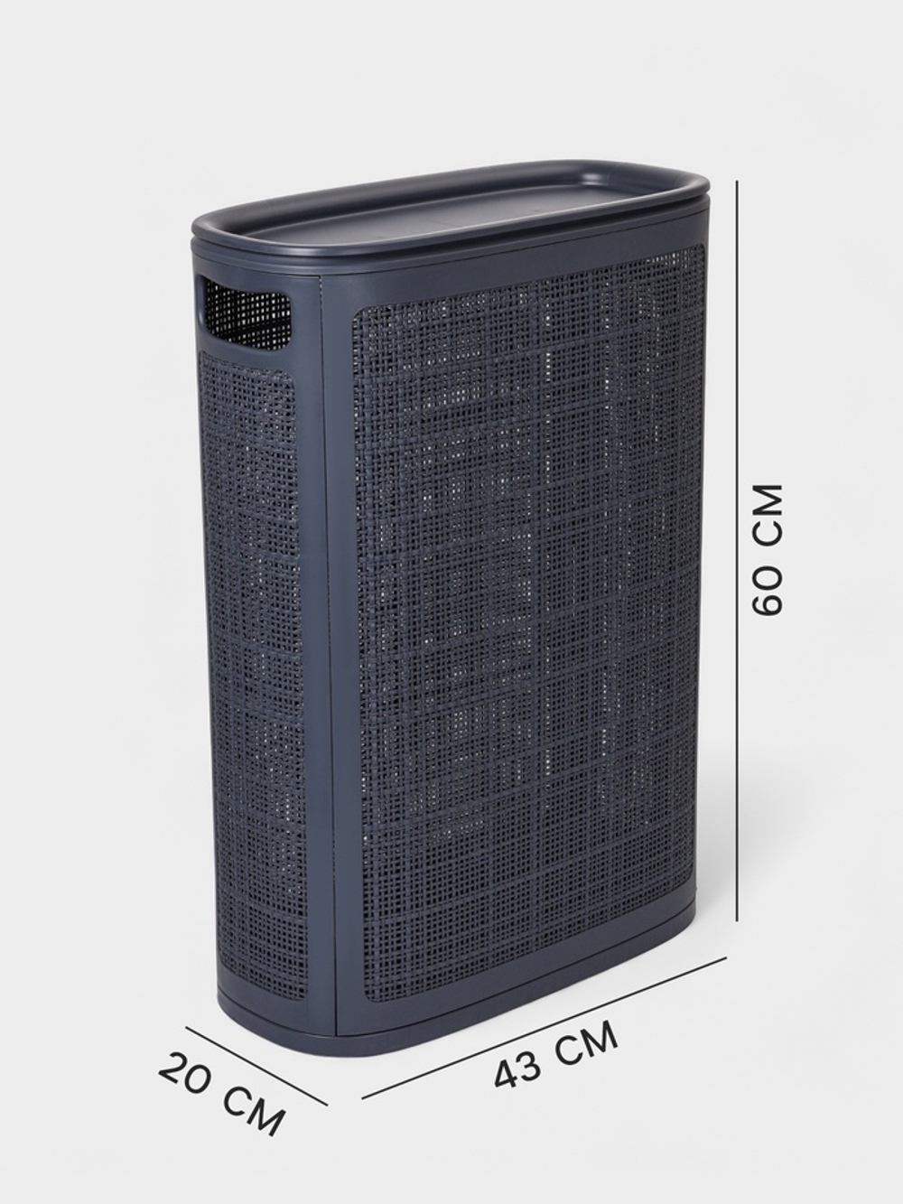 Плетёная корзина для белья с крышкой «Лён», 45 л, 43×20×60 см, графит