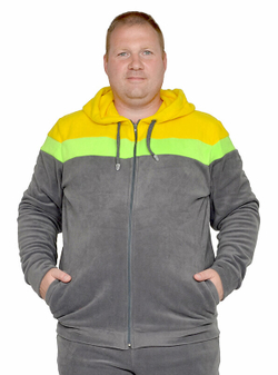 Толстовка комбинированная, флис серый