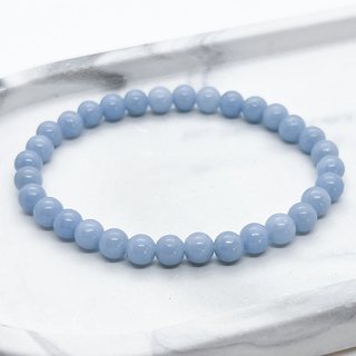 Браслет, ангелит, диаметр бусин около 6 мм, размер 17 см