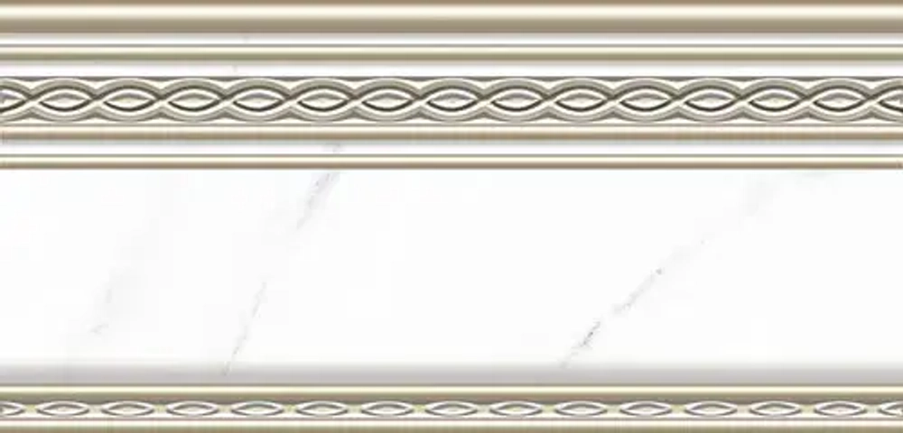 Бордюр ALMA Ceramica BWU29ILN07R Antares 24.6x12 бежевый / белый глянцевый с орнаментом