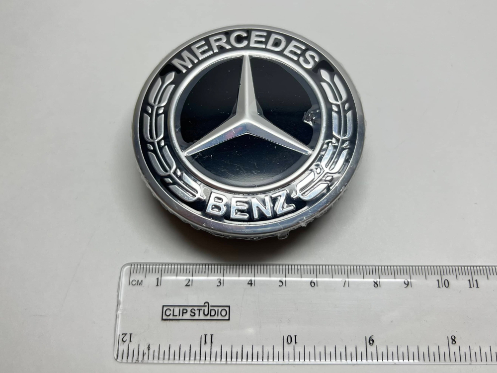 Логотип (шильдик, надпись, эмблема) "Mercedes" черный на диск