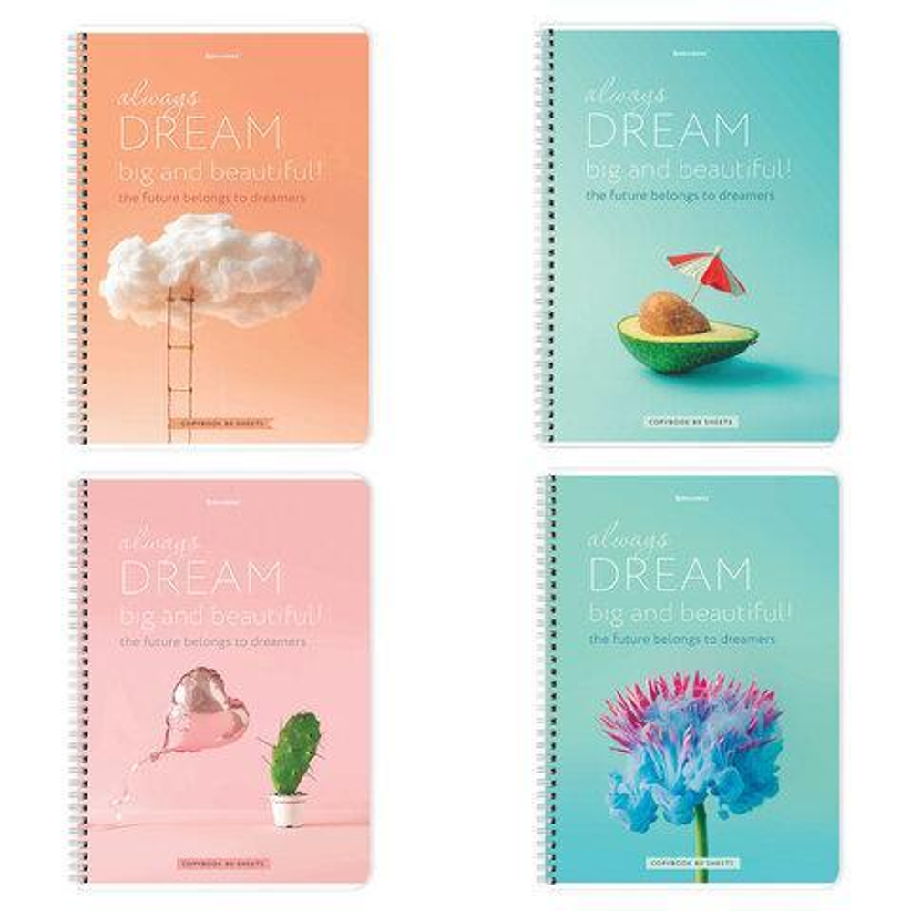 Тетрадь А4 80л. клетка "Dream" скоба, обложка картон, в ассортименте (BRAUBERG)