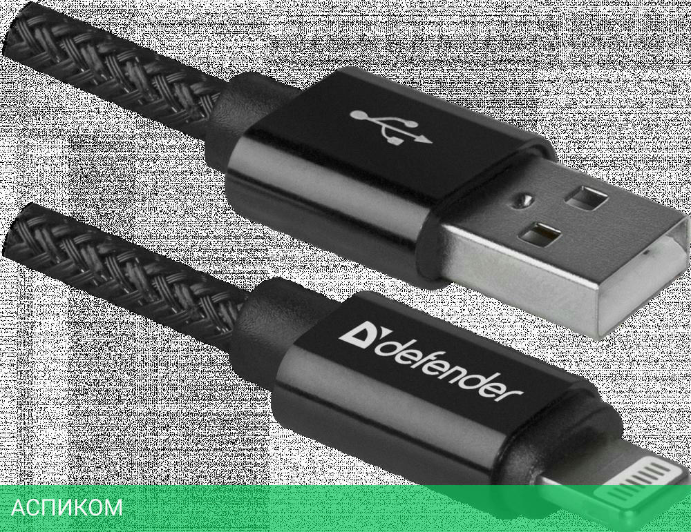 Кабель Defender ACH01-03T Lightning to USB2 1 m 87808 Black
