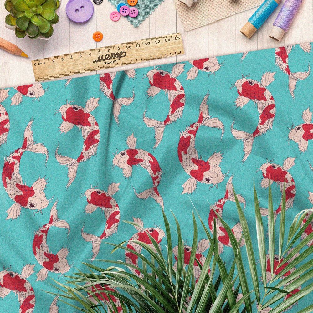 Ткань дюспо японские карпы