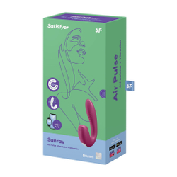 Вибратор с вакуумным стимулятором Satisfyer Sunray с фиксацией формы, ягодный