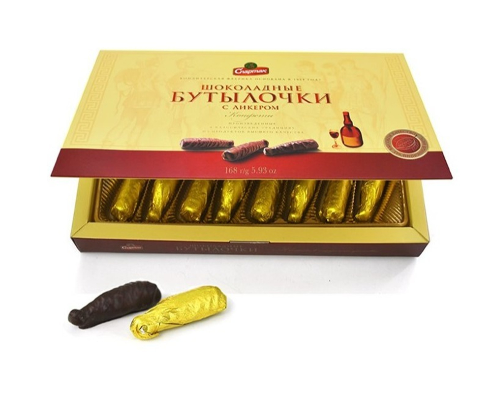 Набор шоколадных конфет "Шоколадные бутылочки с ликером" СПАРТАК