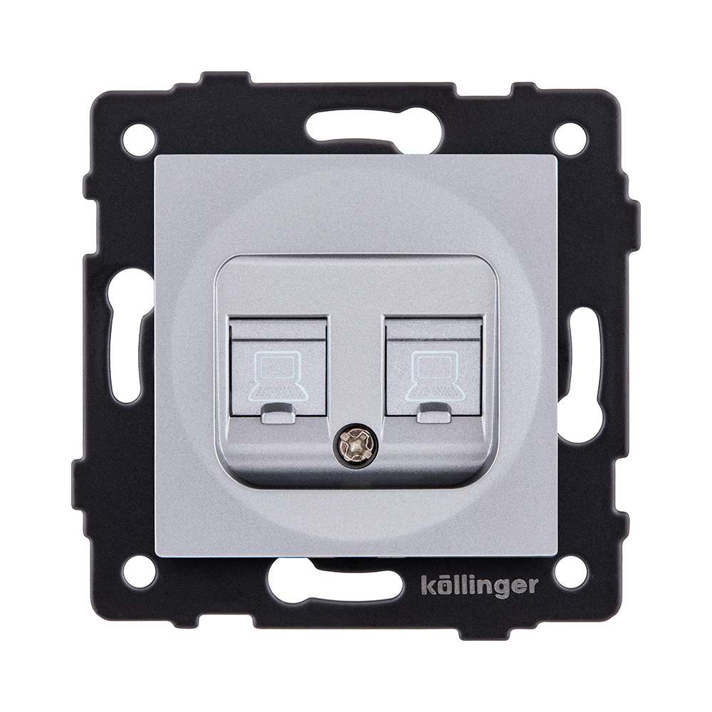 Розетка двойная Ethernet RJ45 Cat.5, серый Kollinger REA-015GY для Aspekt, Eleganz, Reflex