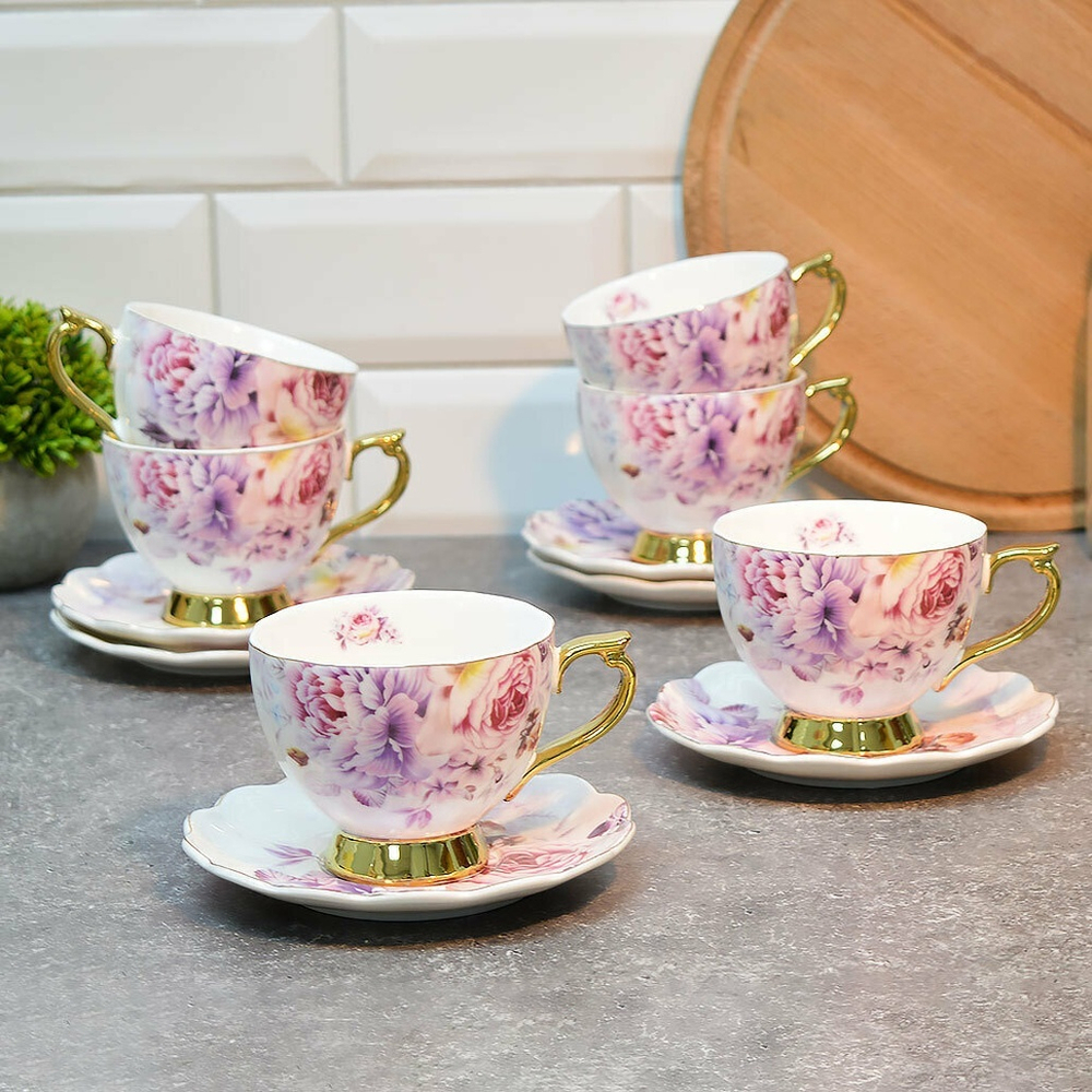 Чайный набор 12 предметов 230мл "Цветочная роскошь"