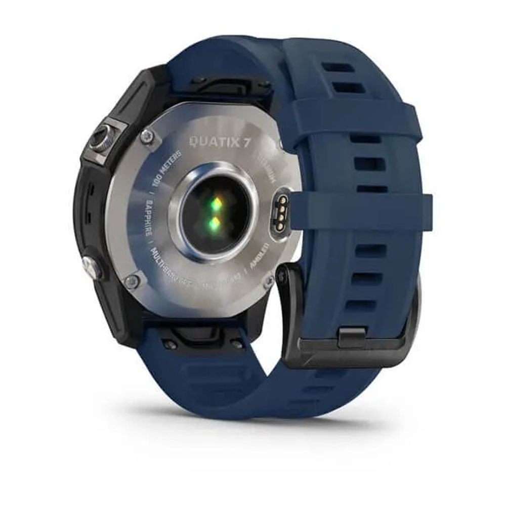 Мультиспортивные часы Garmin Quatix 7 Sapphire титановый с синим силиконовым ремешком, 010-02582-61