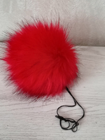Помпон из искусственного меха, цвет: Красный с черными кончиками