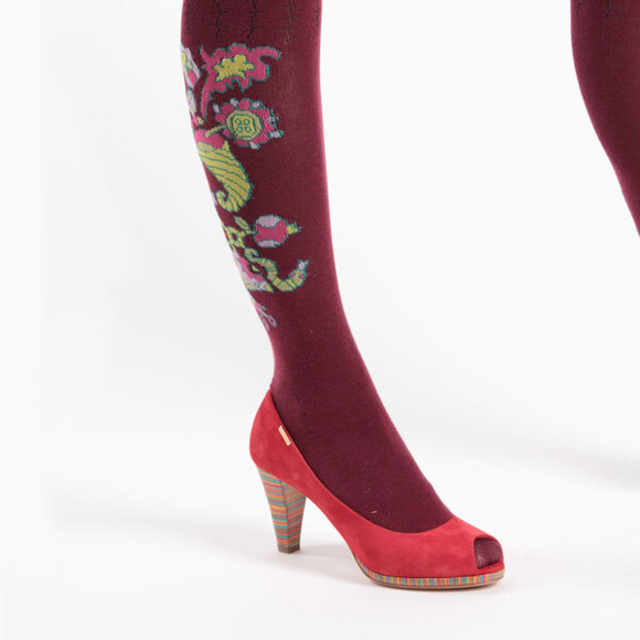 Колготки женские "Манеки и змей-искуситель" бордовые