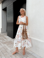 Платье из вискозы и льна в цветочный принт